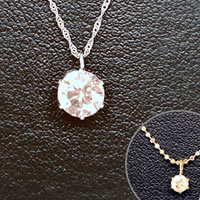 プラチナ0.7ctダイヤ一粒石ペンダント＆18金台0.1ctダイヤ一粒石ペンダントセット