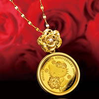 ハローキティ45周年記念　純金コインペンダント